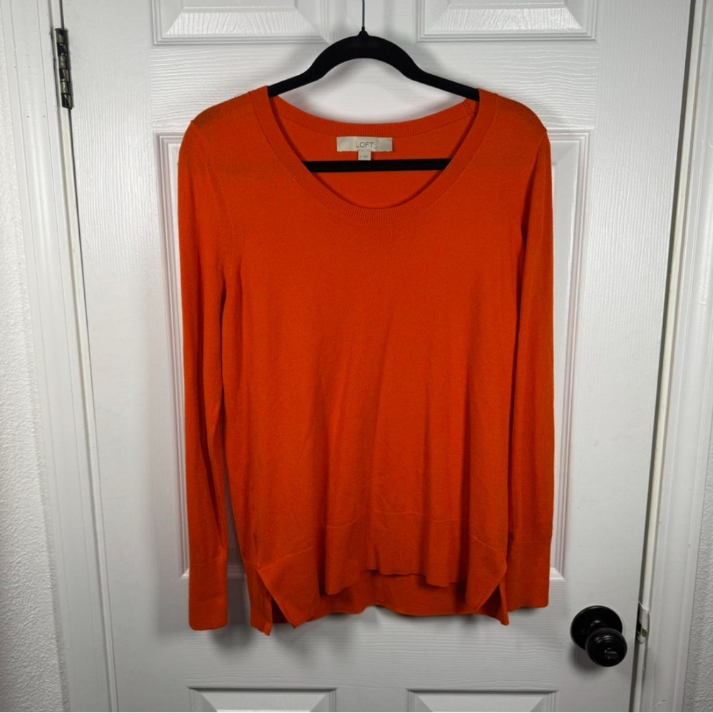 LOFT‎ Vibrant Orange Knit Long-sleeve  Top